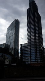 Low angle view of modern buildings against sky