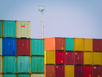 Stacked shipping containers at port