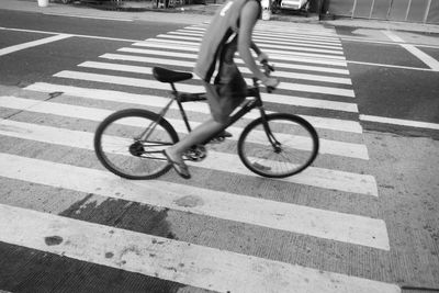Low section of bicycle on road