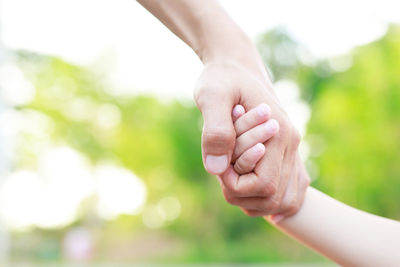 Cropped image of couple holding hands