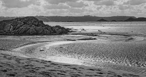 Scenic view of beach against sky