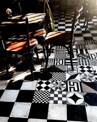 Chairs and tables in cafe