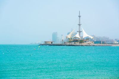 Scenic view of sea against clear sky