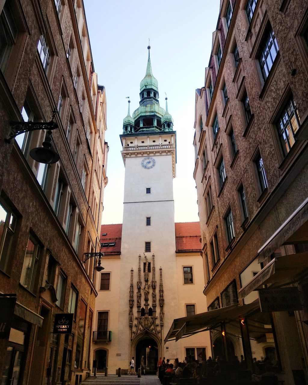 LOW ANGLE VIEW OF BUILDINGS AGAINST CLEAR SKY