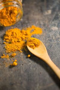 Close-up of turmeric on table