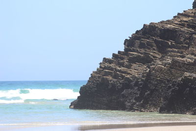 Scenic view of sea against clear sky