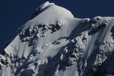 Scenic view of snowcapped mountain against clear sky