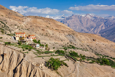 Dhankar gompa monastery and dhankar village, spiti valley, himachal pradesh, india
