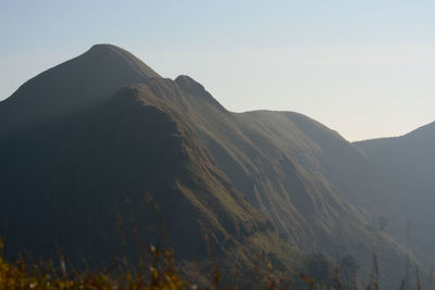 Scenic view of mountains against clear sky