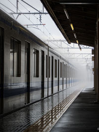 Train at railroad station platform