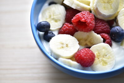 Close-up of strawberries in bowl