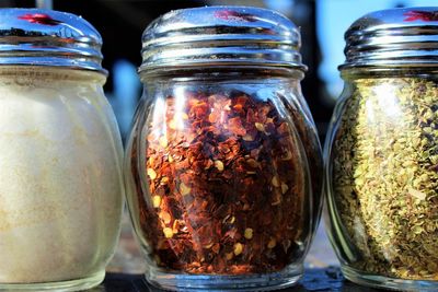 Close-up of food in jar