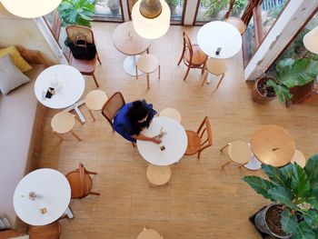 High angle view of breakfast on table at home