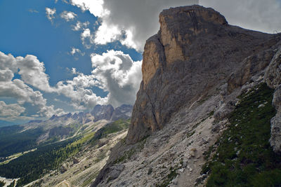 Catinaccio dolomite panoramic view in val di fassa, italy, trentino