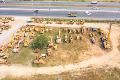 High angle view of people at beach