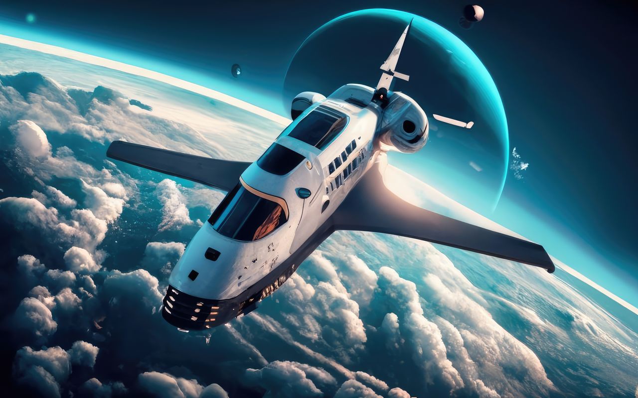 vehicle, outer space, technology, flying, air vehicle, planet earth, space, nature, transportation, planet, earth, spacecraft, airplane, sky, spaceplane, screenshot, mode of transportation, cloud, travel, futuristic, mid-air, no people, communication, space station, aerial view, aircraft, aviation, motion