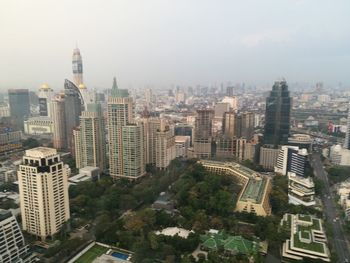 High angle view of buildings in city