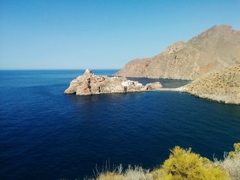 Scenic view of sea against clear sky