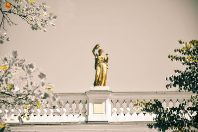 Low angle view of statue against clear sky