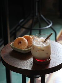 Close-up of ice coffee on table