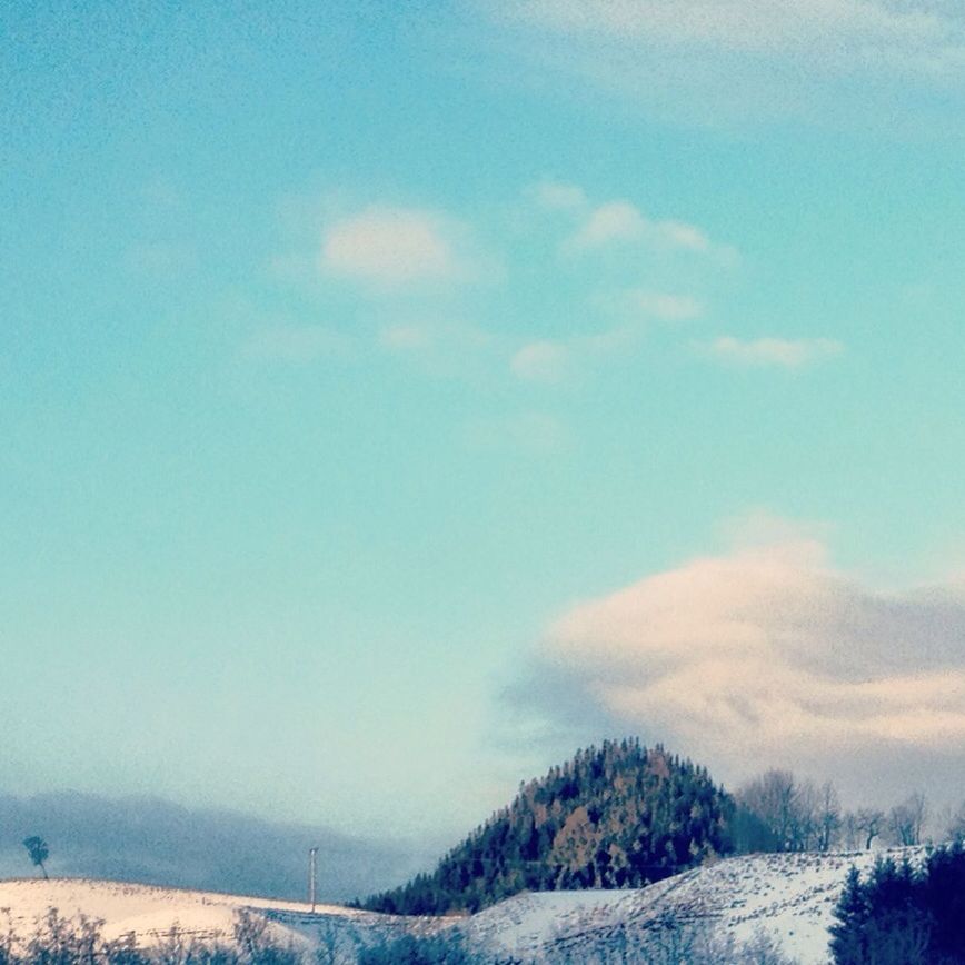 snow, winter, tranquil scene, cold temperature, tranquility, scenics, beauty in nature, landscape, nature, sky, mountain, season, weather, non-urban scene, idyllic, covering, tree, blue, mountain range, cloud - sky