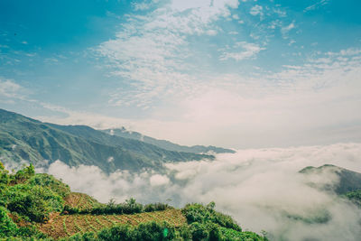 Scenic view of mountains against sky