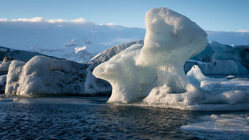 Icebergs in the glacier lagoon of joekulsarlon, winter in iceland, europe