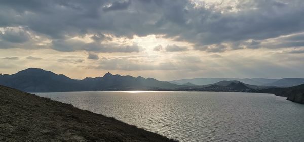 Panoramic view of sea against sky during sunset