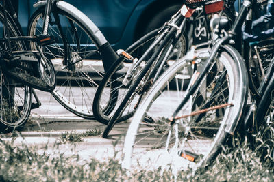 Bicycle parked on field