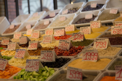 Close-up of various for sale in market