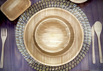 High angle view of empty plate on table