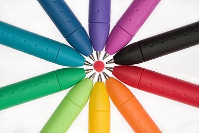 Directly below shot of multi colored umbrella