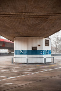 Interior of empty parking lot