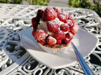 Close-up of strawberries in plate