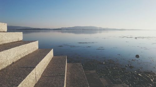 Scenic view of lake against clear sky