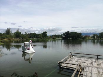 Scenic view of lake against sky