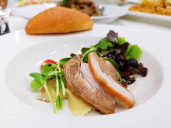 Close-up of meal served in plate