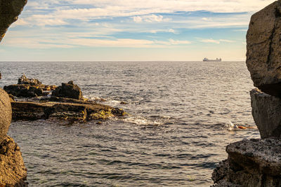 Scenic view of sea against sky during sunset