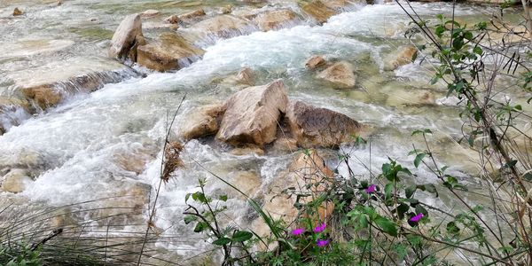 Scenic view of waterfall