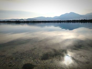 Scenic view of lake against sky