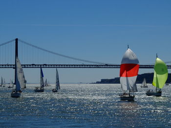 View of bridge over sea against clear sky