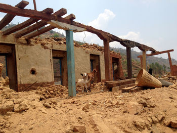 View of damaged house during earthquake 