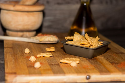 Close-up of ice cream on table