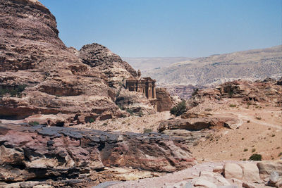 Rock formations in desert against sky el tesoro