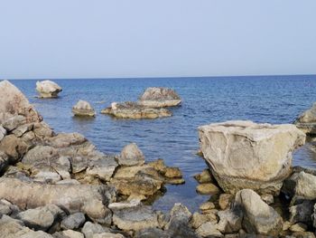 Scenic view of sea against clear sky