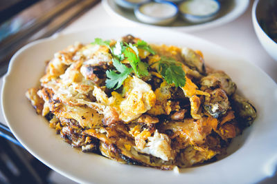 High angle view of meal served in plate