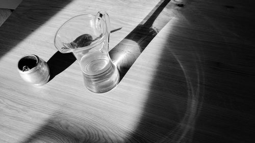 High angle view of drink on table