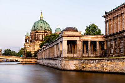 Scenic of spree river, alte nationalgalerie and berlin cathedral or berliner dom in museum island