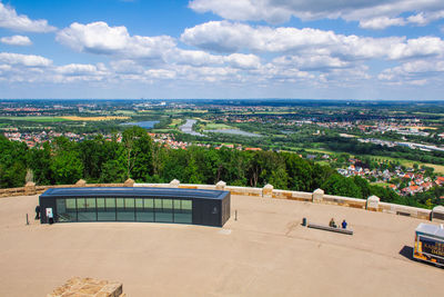 High angle view of townscape against sky