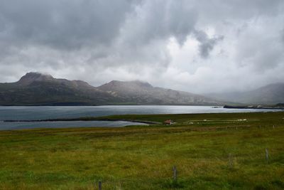 Scenic view of lake against sky